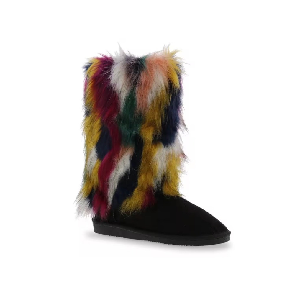 Bellini Hype Faux Fur Boots Rainbow Festival‎ Y2K Statement Winter Women's 8.5